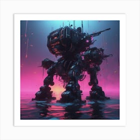 Robot In The Water Art Print