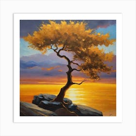 Lone Tree At Sunset 3 Art Print