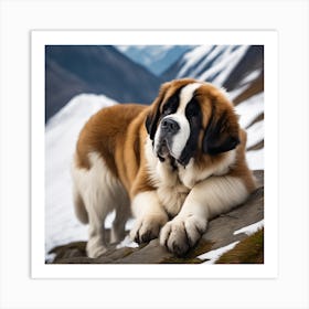 St Bernard Dog 22 Art Print