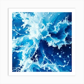 Blue Water Splash Art Print