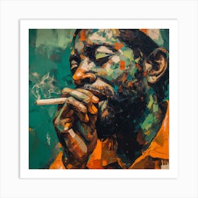 'A Man Smoking A Cigarette' Art Print