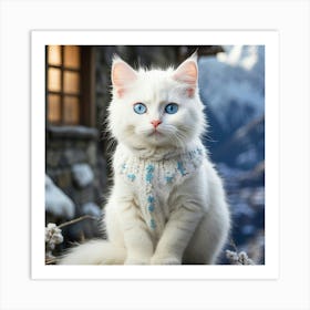 White Cat With Blue Eyes Art Print