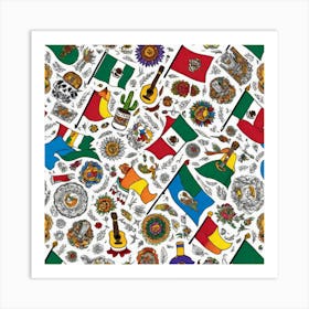 Mexican Flags 3 Art Print