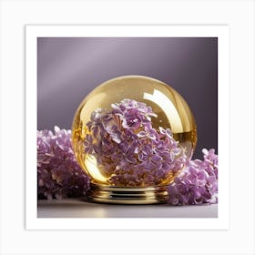 Lila Flower In A Glass Ball Art Print