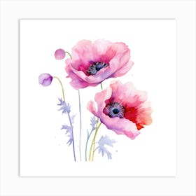 Watercolor Poppies 2 Art Print