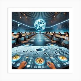 An Immersive Interactive Dining Experience In A Futuristic Restaurant 1024x1024 Art Print