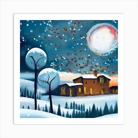 House In The Snow Art Print