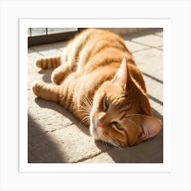 Orange Tabby Cat Laying In The Sun Art Print