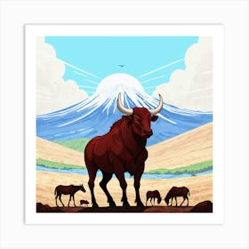 Bull In The Desert 3 Art Print