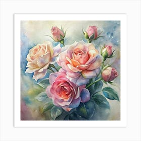 Watercolor Roses 12 Art Print