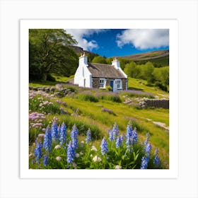 A Scottish cottage in spring Art Print