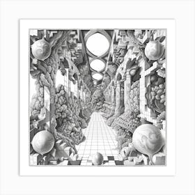 Design An Ultra Detailed Pencil Sketch Of Mystical Scen 51 Art Print