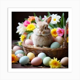 Resurrection Joyful Celebratory Festive Springtime Renewal Rebirth Colorful Eggs Bunny Flo Art Print