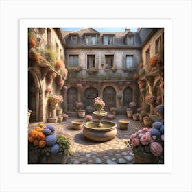 floral courtyard Art Print