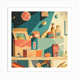 Illustration Of A Refrigerator Art Print