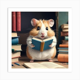 Hamster Reading Book 6 Art Print