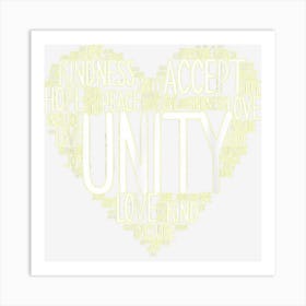 Unity Day Orange Heart Shaped Words Of Unity Anti Bullying Art Print