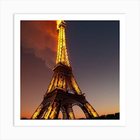 Fires Of Revolution Illuminating The Eiffel Tower Art Print