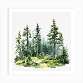 Watercolor Of A Forest Art Print