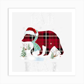 Red Plaid Christmas Pajama Family Dad Bear Christmas Art Print