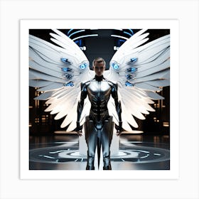 Futuristic Woman With Wings Art Print