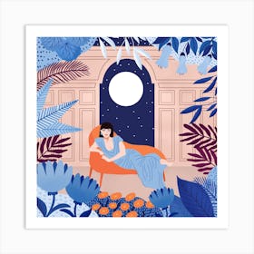 Cleo's Moonlight Song Square Art Print