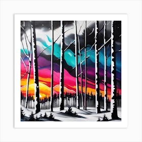 Sunset In The Woods 6 Art Print