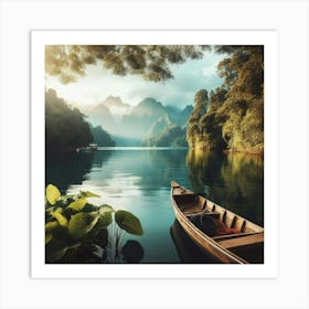 Boat In The Lake Art Art Print