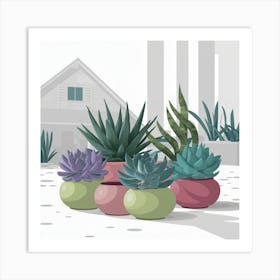 Succulents In Pots 1 Art Print