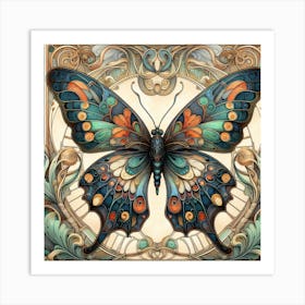 Art Deco Butterfly Panel V Art Print