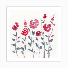 Roses - minimal minimalist painting hand painted flowers nature Art Print