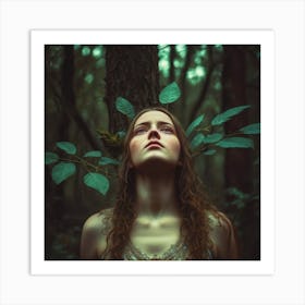 Portrait Of A Woman In The Forest Art Print