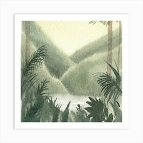 Day In The Jungle ink style green Art Print