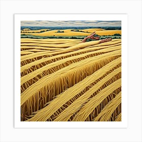 Fields For Harvest Cubism Style Art Print