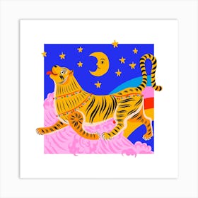 Good Night Tiger Square Art Print