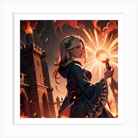 Young Mage Summoning Fireball Art Print