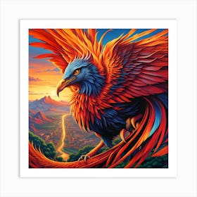 Searing Serenity: A Phoenix's Paradise Art Print