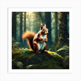 Red Squirrel In The Forest 7 Art Print