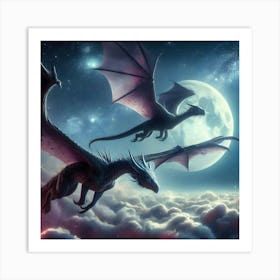 Two Dragons In The Sky 1 Art Print