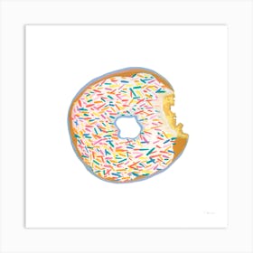 Sprinkle Donut - White Art Print