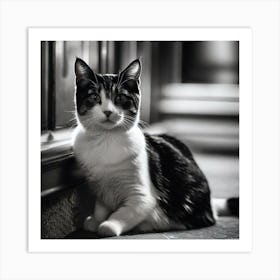 Black And White Cat 23 Art Print