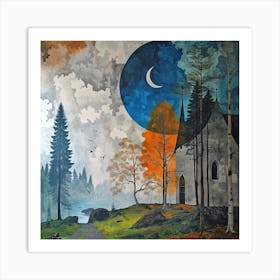 Moonlight In The Woods Art Print