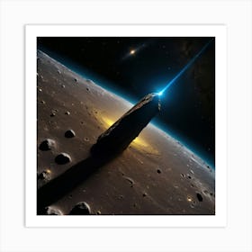 Yellow blue alien artifical monolith sitting on Mars's surface Art Print