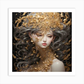 Asian Girl With Golden Hair Art Print