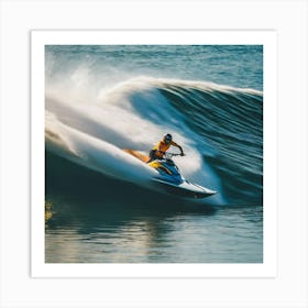 Jet Skier Riding A Wave Art Print