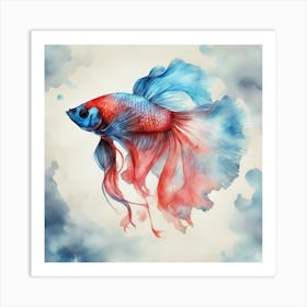 Watercolor Siamese Fish Art Print