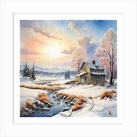 House In The Snow Art Print