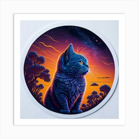 Cat Colored Sky (91) Art Print