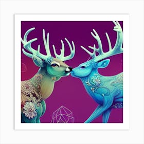 Deer Kissing Art Print