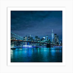 Brooklyn Bridge At Night Art Print